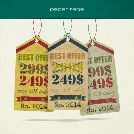 new set of vintage style paper tags isolated on white background design elementsのイラスト素材