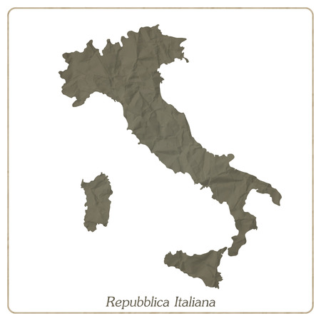 Italian map outline isolated on gray textured paperのイラスト素材