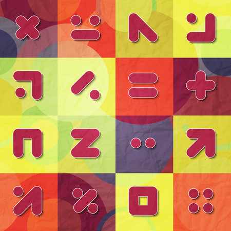 new set of shabby paper icons  mathematical symbolsのイラスト素材