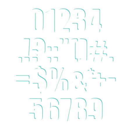 set of white numbers and signs. contemporary type fontのイラスト素材