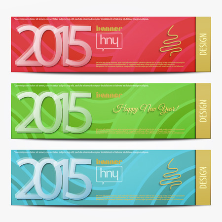 set of vector festive banners with happy new year greeting elements. Christmas graphic design elementsのイラスト素材