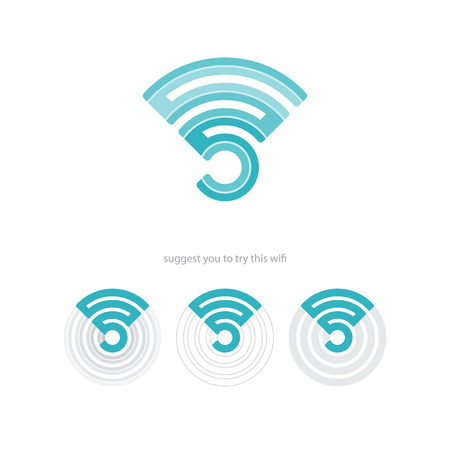 set of wifi connection icons and radio waves. vector web designのイラスト素材