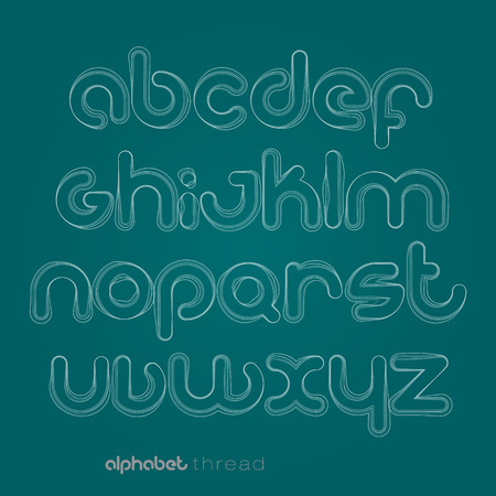 set of thread style alphabet letters isolated on blue background. vector font type designのイラスト素材