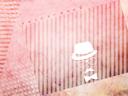 abstract background with pink striped frame and man symbol over textured wall surface. vector...