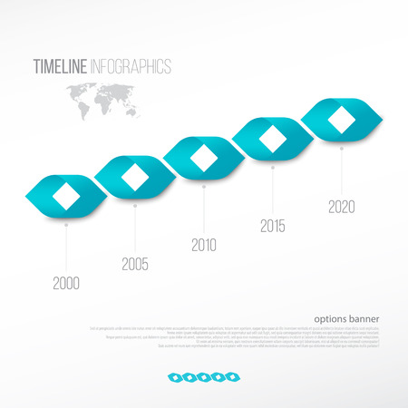 abstract banner template with time line infographic and world map. vector web design elements. marketing iconsのイラスト素材