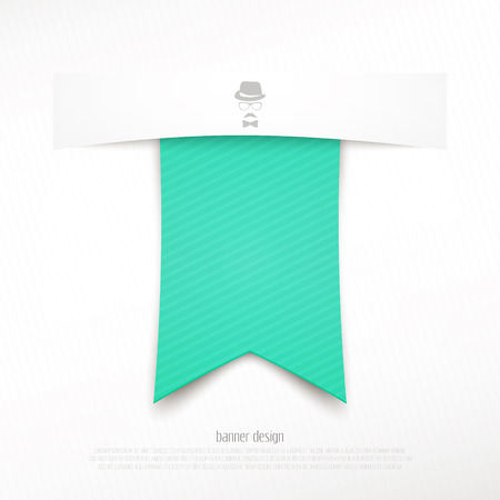 cyan ribbon bookmark isolated on white background. vector banner design. decorative label, promotion stickerのイラスト素材