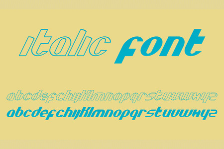 set of stylized, isolated alphabet letters. vector contemporary, italic font type. premium quality, modern, slanted typeface designのイラスト素材