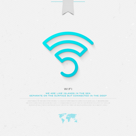 new thin line style wireless icon. isolated radio wave symbol. free internet connection zone sign. technology concept with world map and banner templateのイラスト素材