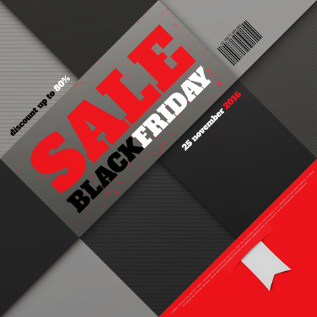 black friday inscription over red paper texture. vector, advertising banner template. november, special sale promo poster designのイラスト素材