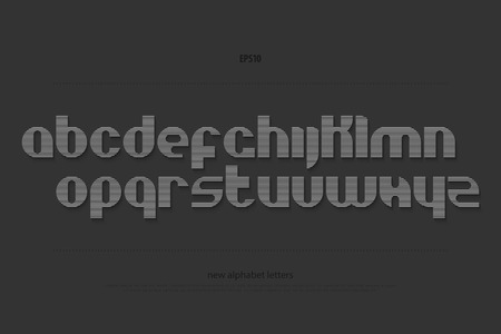 set of stylish alphabet letters isolated on black background. contemporary, round font type. modern, striped character design. dynamic typesettingのイラスト素材