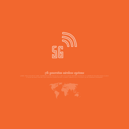 new 5th generation mobile network logotype. vector, cartoon style 5G icon. high speed connection wireless systems sign. telecommunications standard of faster Internet connection. hand drawn logoのイラスト素材