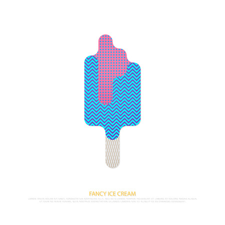 Fashion style ice cream icon. summer dessert, stylized logo design. vector, vogue popsicle logotype. trendy, fashionable lollypop symbol.のイラスト素材