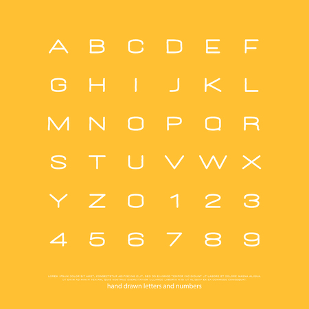 set of stylish alphabet letters and numbers. vector, linear font type.のイラスト素材