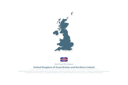 United Kingdom of Great Britain and Northern Ireland map and official flag icon.のイラスト素材