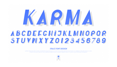 set of Italic style alphabet letters and numbers. vector, oblique font type design. Cool, slanted typeface. Inclined urban typescript.のイラスト素材