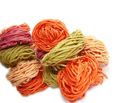 colored pasta or colored noodles redy for cookingの写真素材