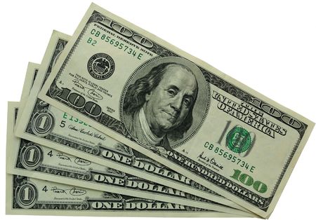 one handred dollars over three one-dollar notes