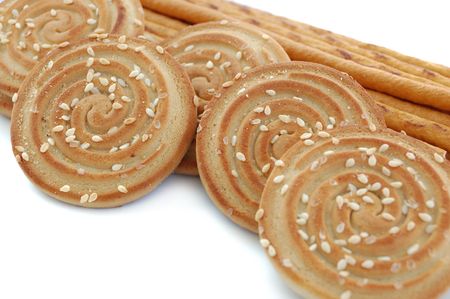 round vanilla biscuit and sweet sticks