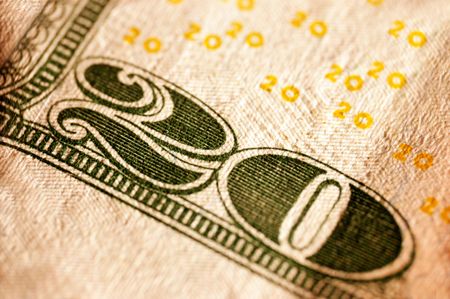 Macro of the aged 20 dollars, shallow DOF.の写真素材