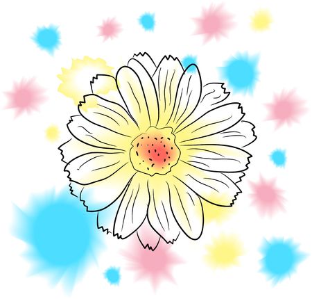 watercolor  flower and colorful blobsの写真素材