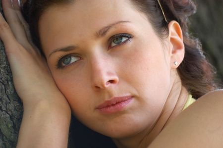 face of lovely blue-eyed typical russian girlの写真素材