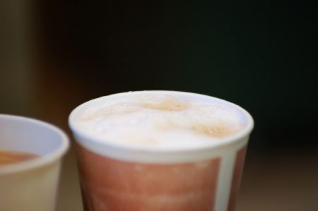 coffee in paper cups の写真素材