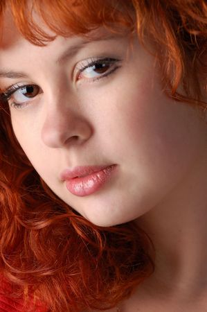 face of red-haired pretty girlの写真素材