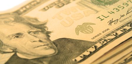 macro of set of well used dollar bills, shallow DOFの写真素材