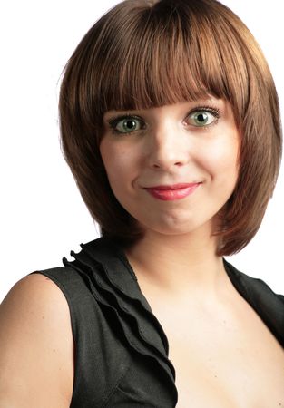 cute young pretty girl on whiteの写真素材