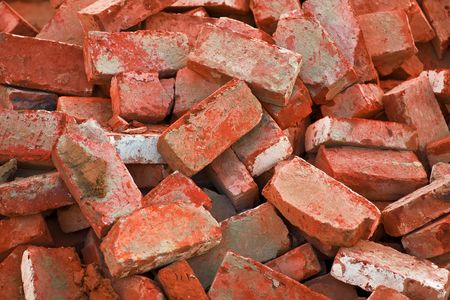 bg of heap of red bricksの写真素材