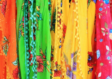 textile background - set of colorful textile fabricsの写真素材