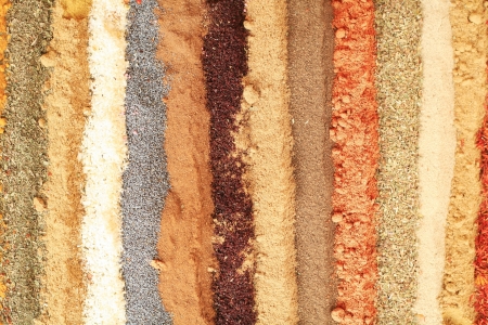 multi colored background of different oriental spicesの写真素材