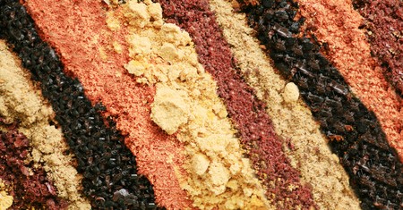 multi colored background of different oriental spicesの写真素材