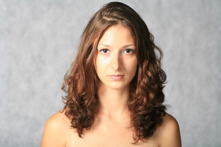 cute brunette faceの写真素材