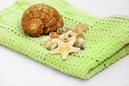 shell and towelの写真素材