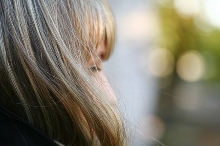 cute blonde faceの写真素材