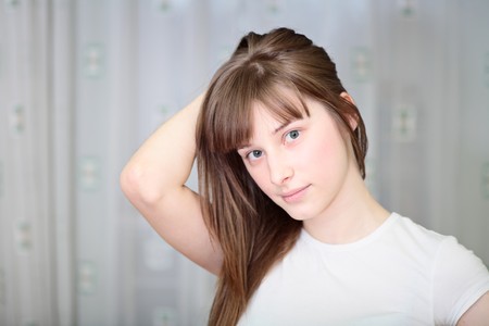 Portrait of a relaxed young womanの写真素材