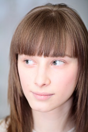 blond model with various facial expressions