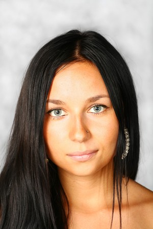 cute brunette faceの写真素材