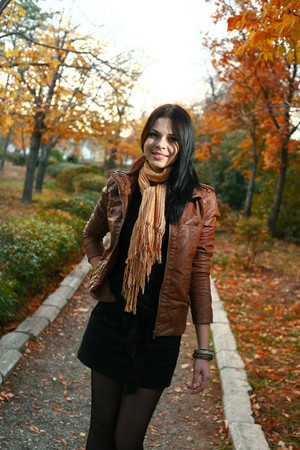 cute girl outdoor autumnの写真素材