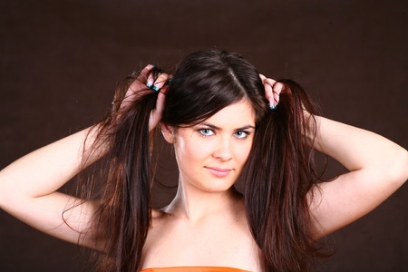 Brunette Woman With Healthy Hairの写真素材