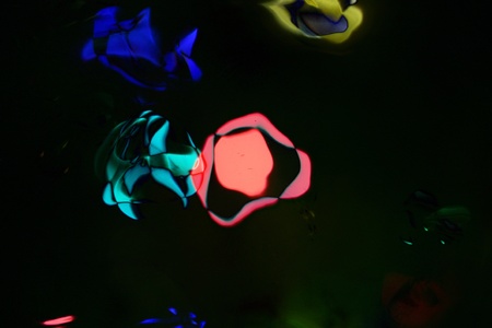 Decorative christmas background - defocused reflection of lights の写真素材