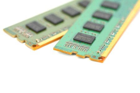 Memory cards for computer over white 