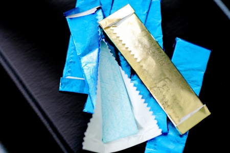 Gum on a black backgroundの写真素材