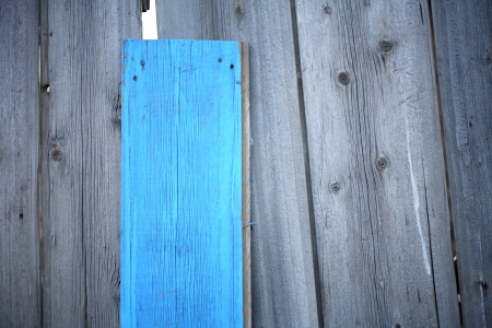 Very Old Wood Background with blue plankの写真素材