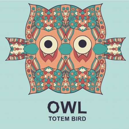 Vintage design with totem bird owl. Vector imageのイラスト素材