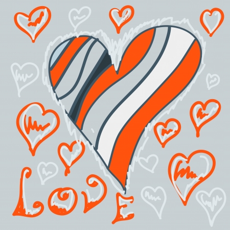 heart in red and blue hand drawn illustration vector eps. Valentine love concept for post card or wedding invitationのイラスト素材