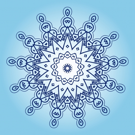 Oriental mandala motif round lase pattern on the blue background, like snowflake or mehndi paint in light color with watercolor element on backdrop  What is karma のイラスト素材