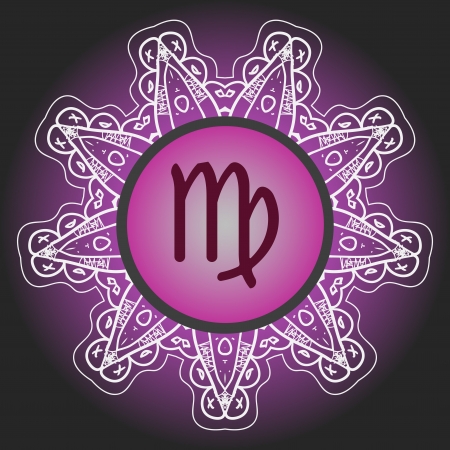 zodiac sign The Virgin  Virgo  on ornate oriental mandala patternのイラスト素材