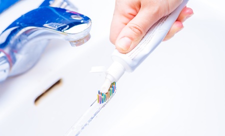 Toothbrush and toothpaste. instruments for oral hygiene